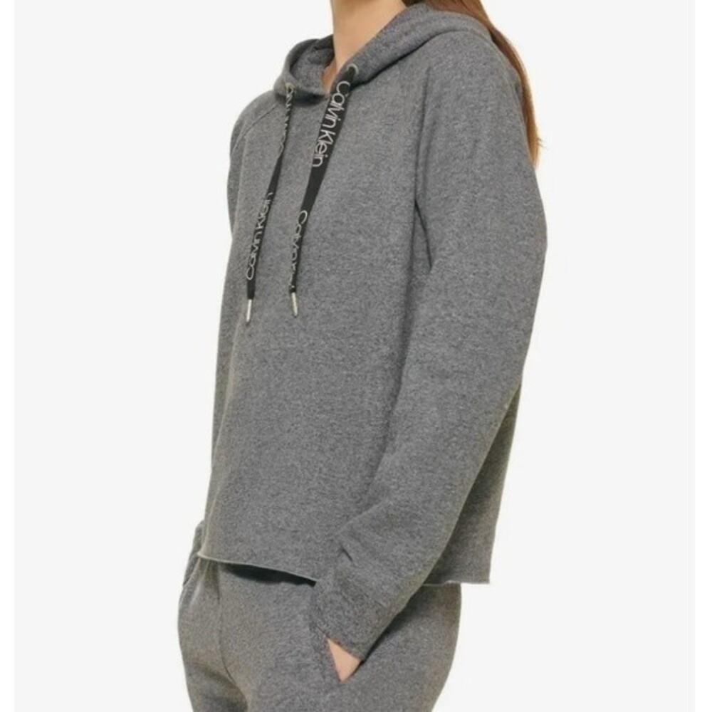 Calvin Klein Gray Cropped Hoody Long Sleeve Athletic Sport Sweatshirt XXL